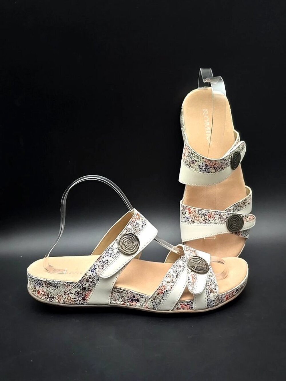 Romika Fidschi 22 White Multicolor Floral Dress Sandals Women's Size 9.5M